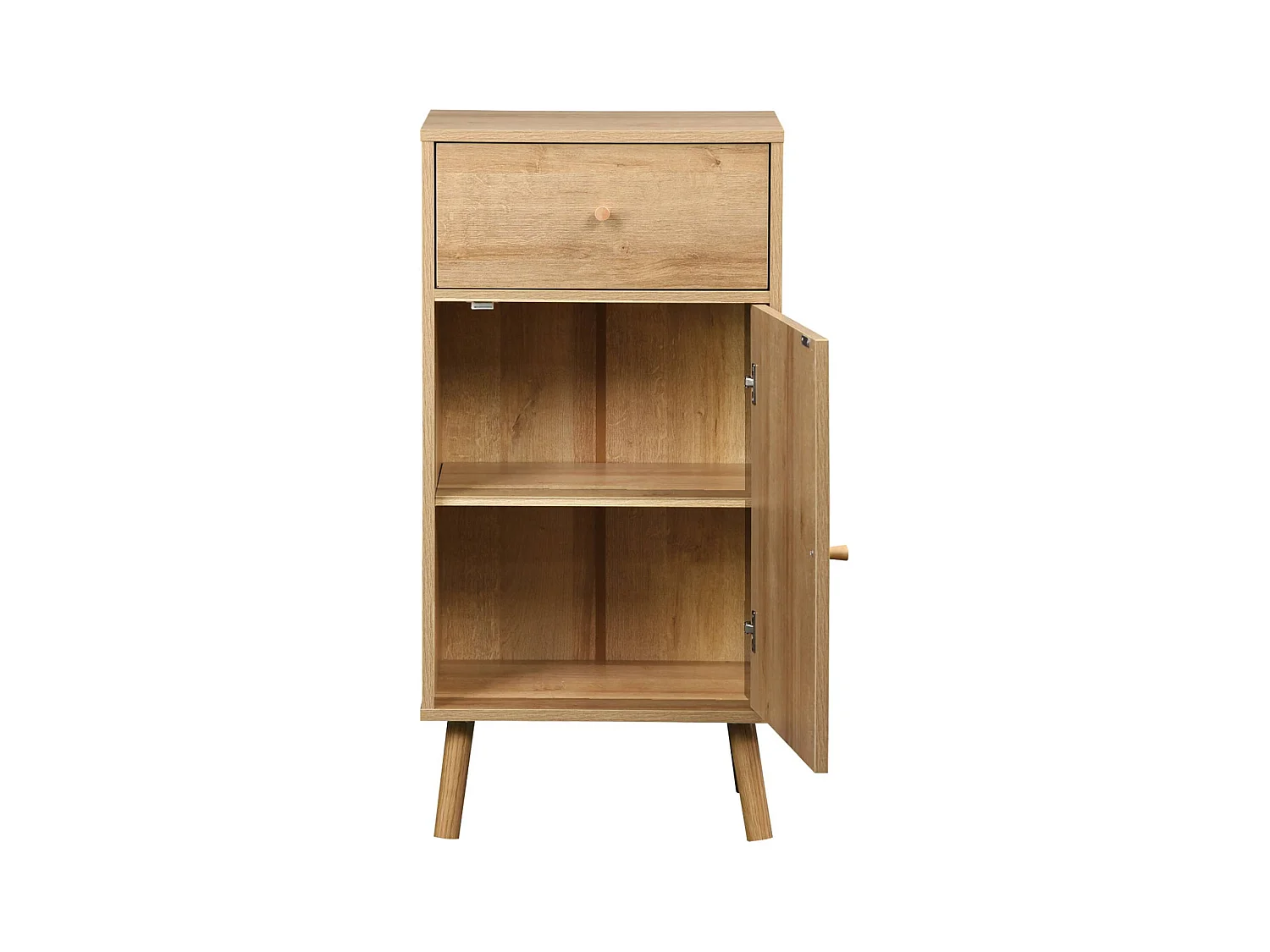 Meuble salle de bain décor bois et cannage Bohème 1 tiroir 1 étagère 45 x 36 x 90 cm naturel