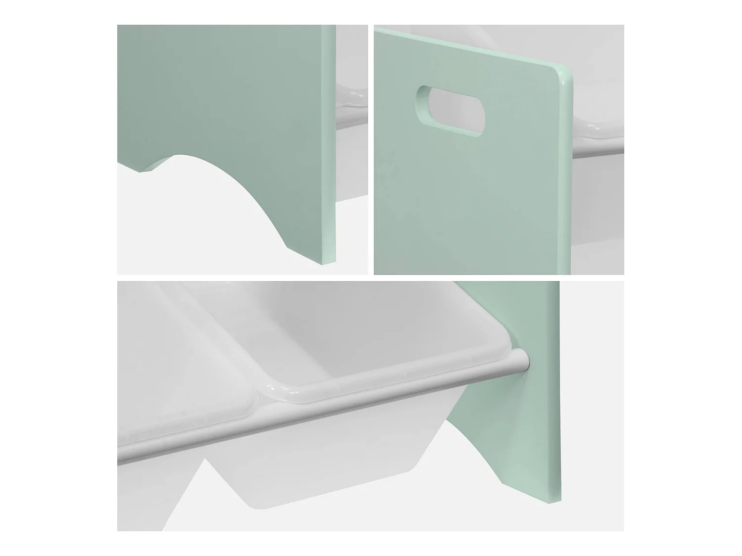 Lot de 2 meubles de rangement pour enfant vert céladon. 18 casiers. 64x29.5x60cm