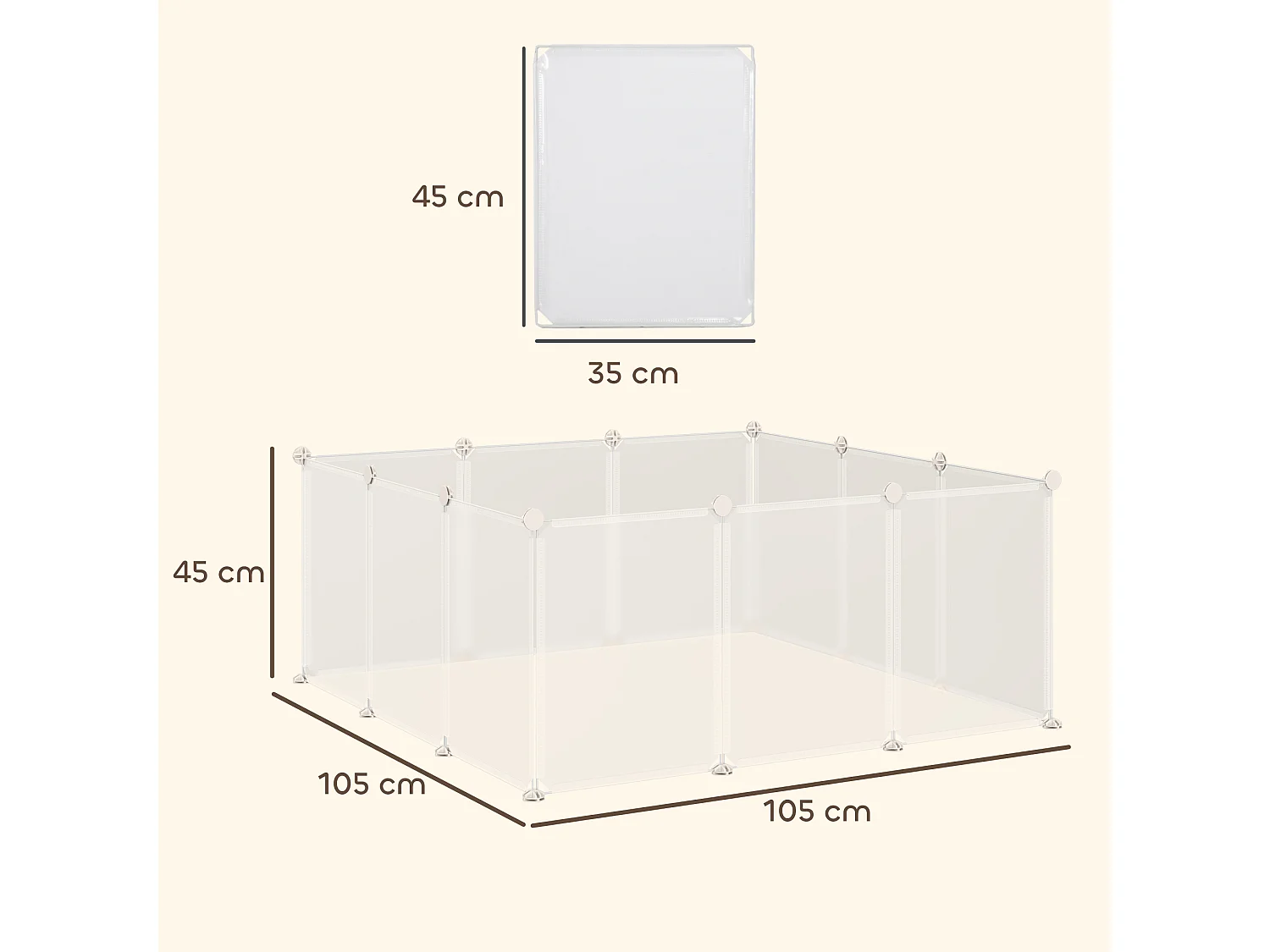 Recinto per cuccioli e piccoli animali modulabile con 12 pannelli bianco