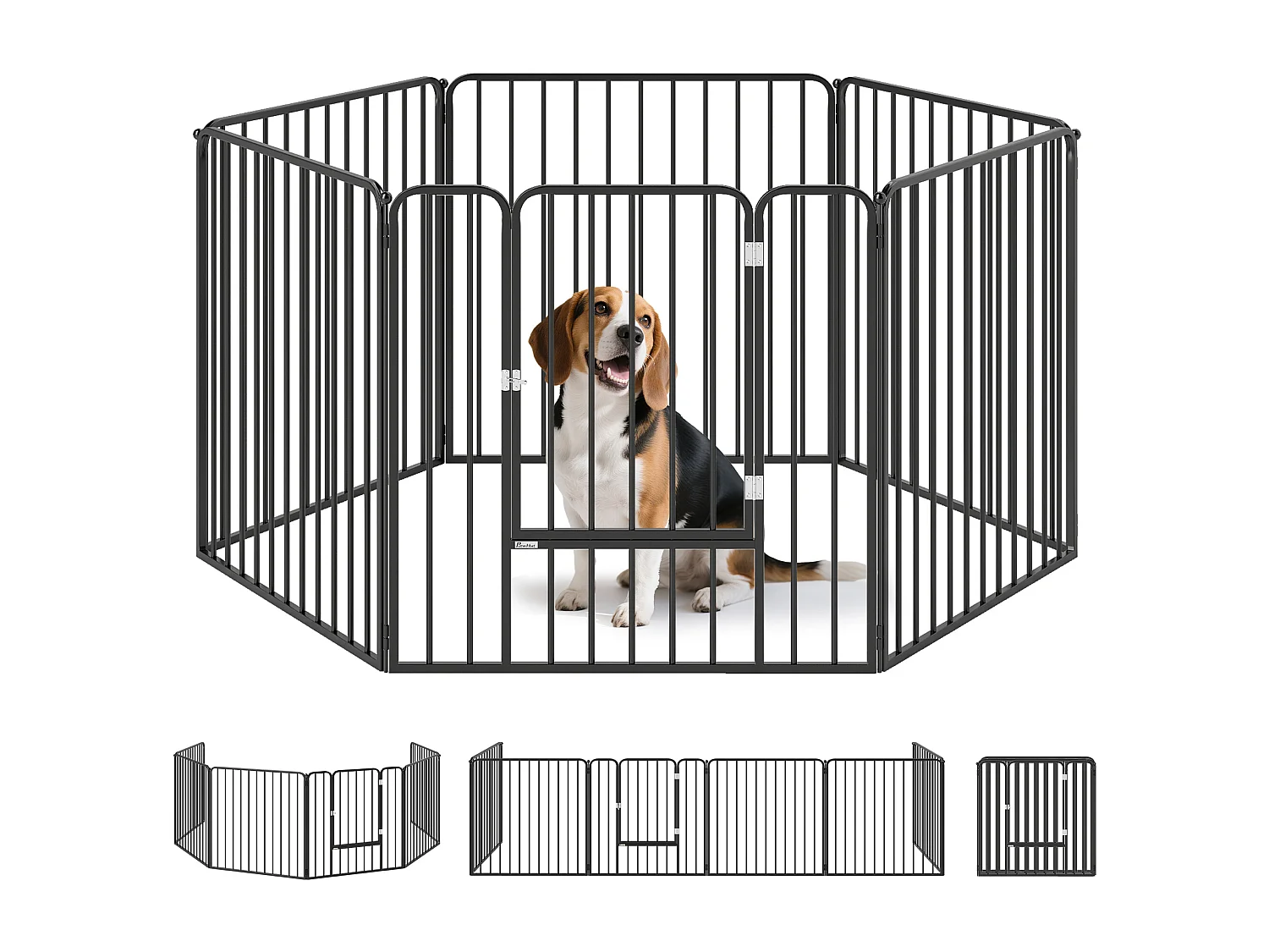 Recinto per cani a 6 pannelli modulabili in acciaio nero