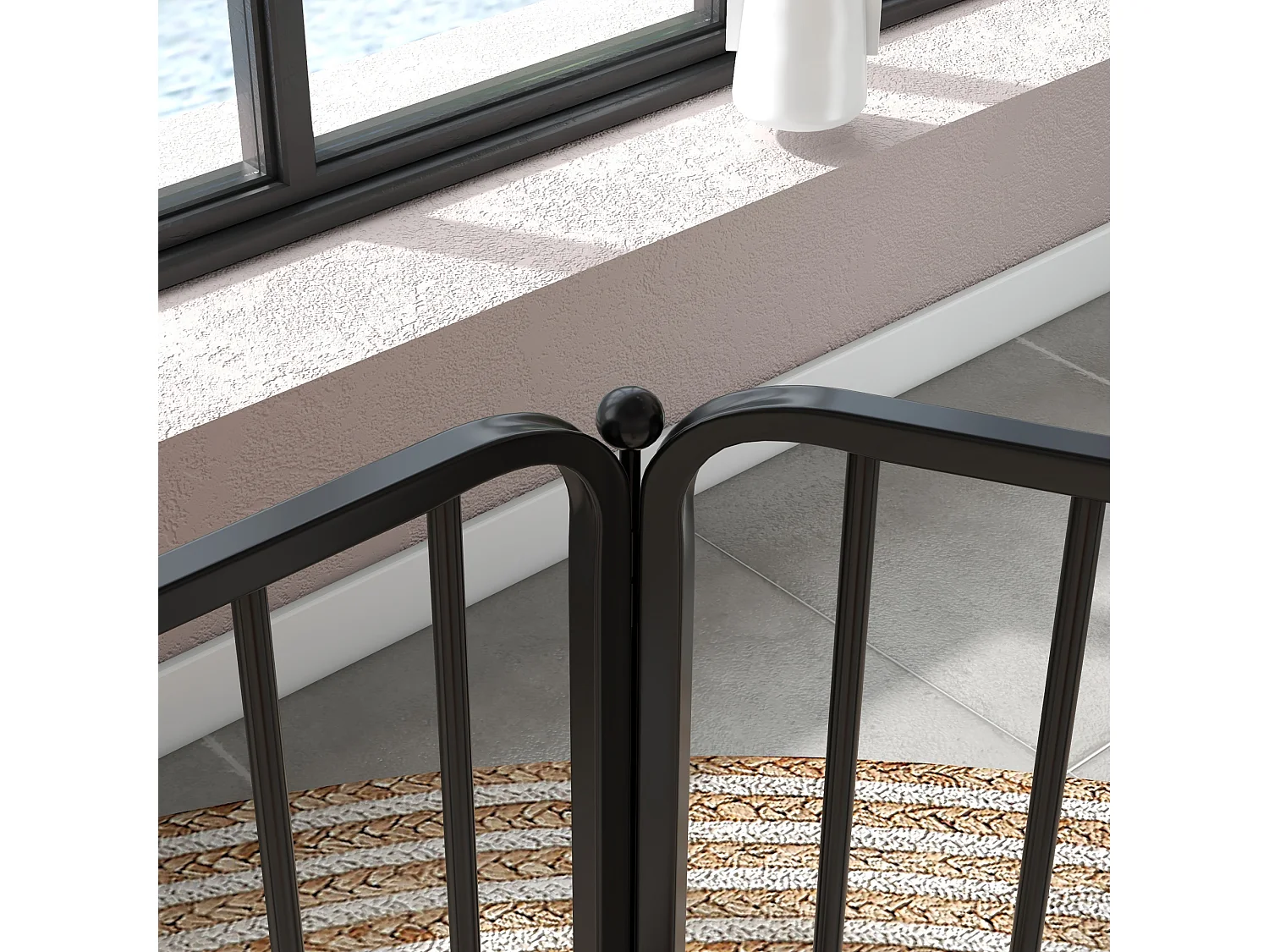 Recinto per cani a 6 pannelli modulabili in acciaio nero