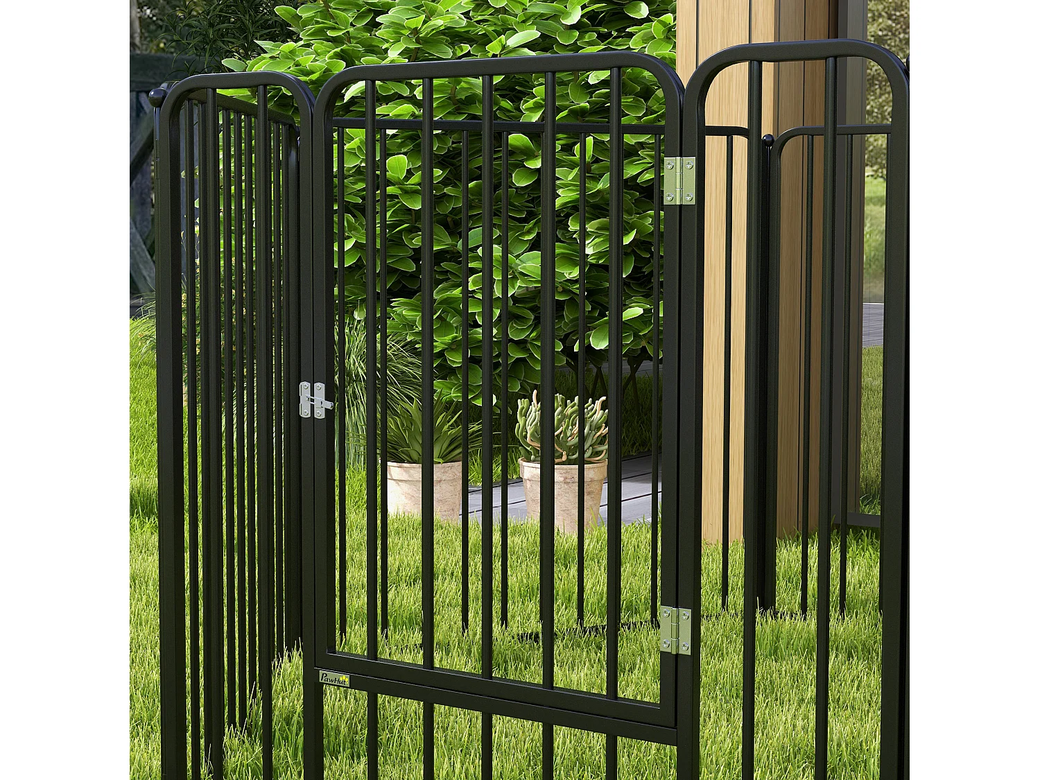 Recinto per cani a 6 pannelli modulabili in acciaio nero