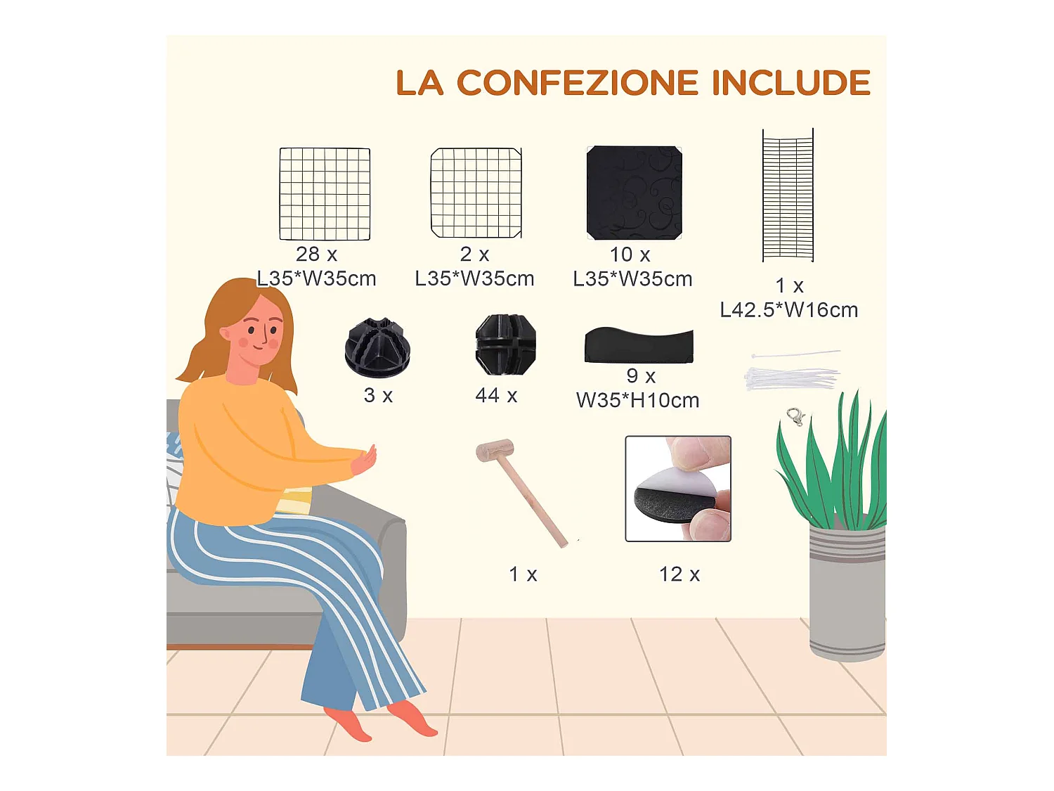 Recinto per animali domestici modulabile e multilivello nero