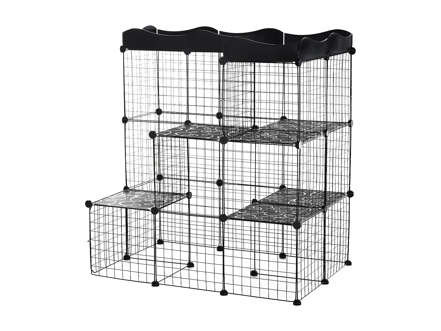 Recinto per animali domestici modulabile e multilivello nero