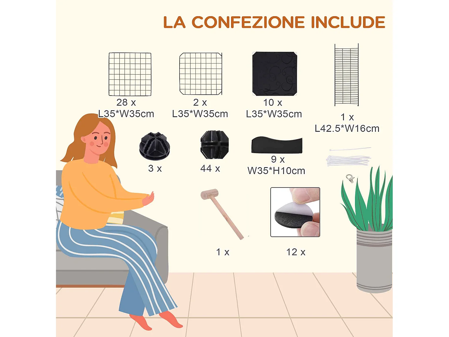 Recinto per animali domestici modulabile e multilivello nero