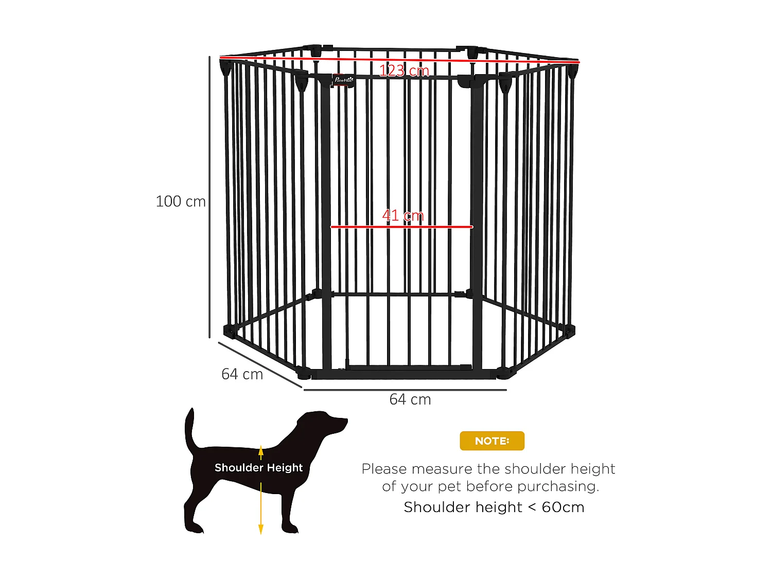 Cancellino per cani taglia media e grande a 6 pannelli pieghevoli nero