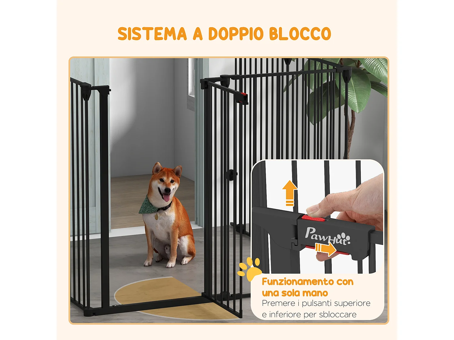 Cancellino per cani taglia media e grande a 6 pannelli pieghevoli nero