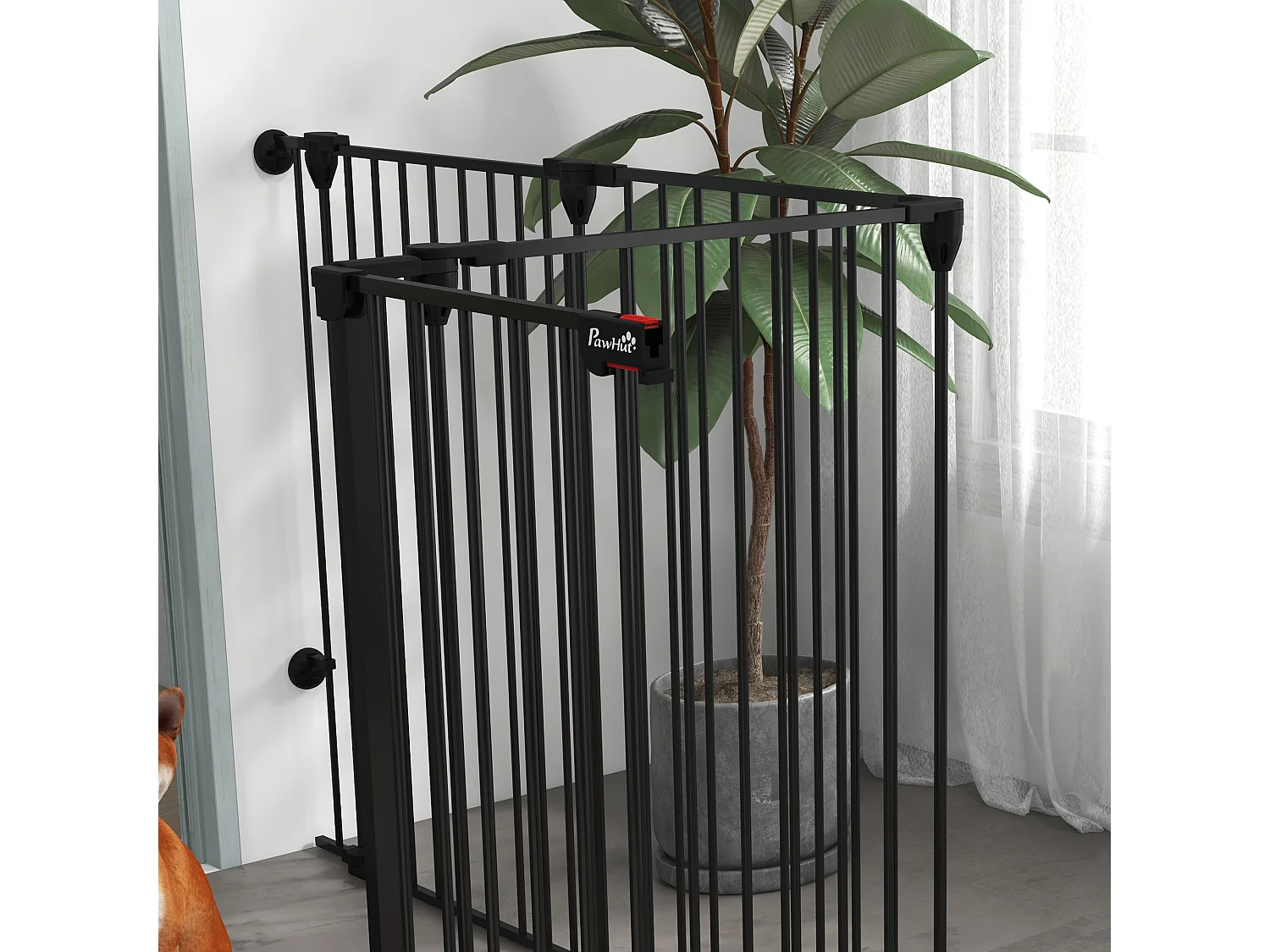 Cancellino per cani taglia media e grande a 6 pannelli pieghevoli nero