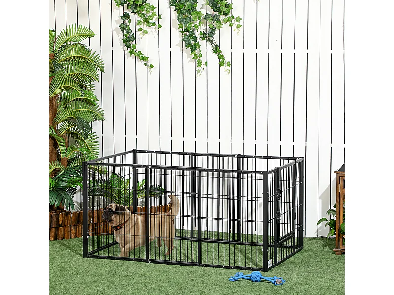 Recinto per cani piccoli a 6 pannelli 82.5-150x79x61cm metallo