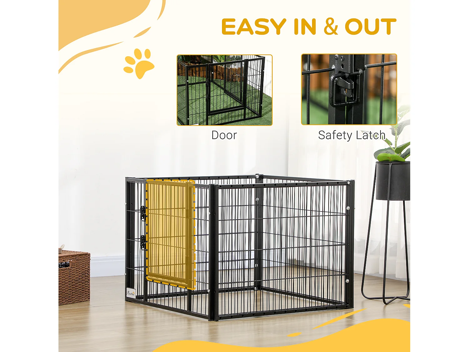 Recinto per cani piccoli a 6 pannelli 82.5-150x79x61cm metallo