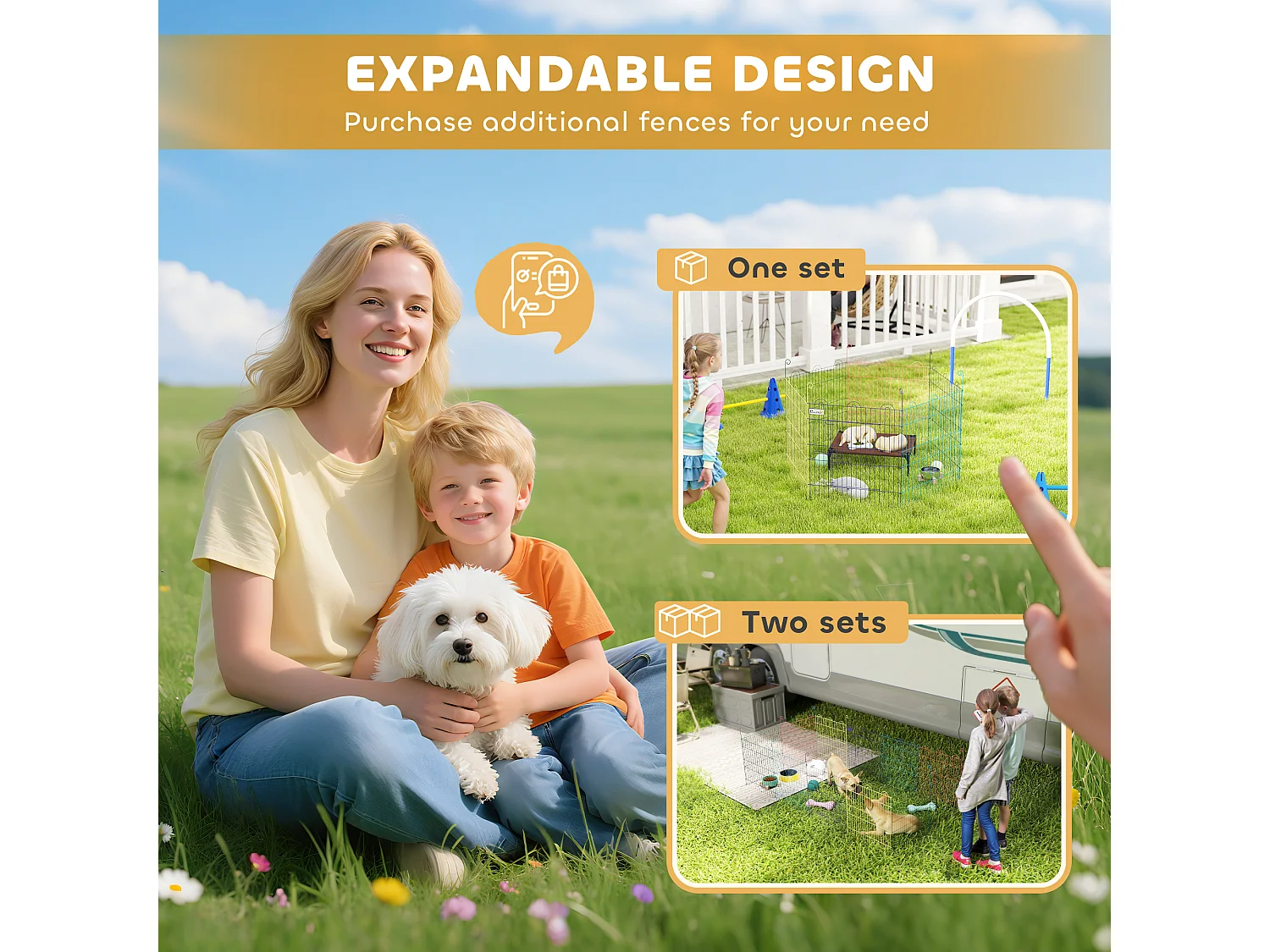 Cancellino per cani a 6 pannelli con chiusura a scatto multicolore