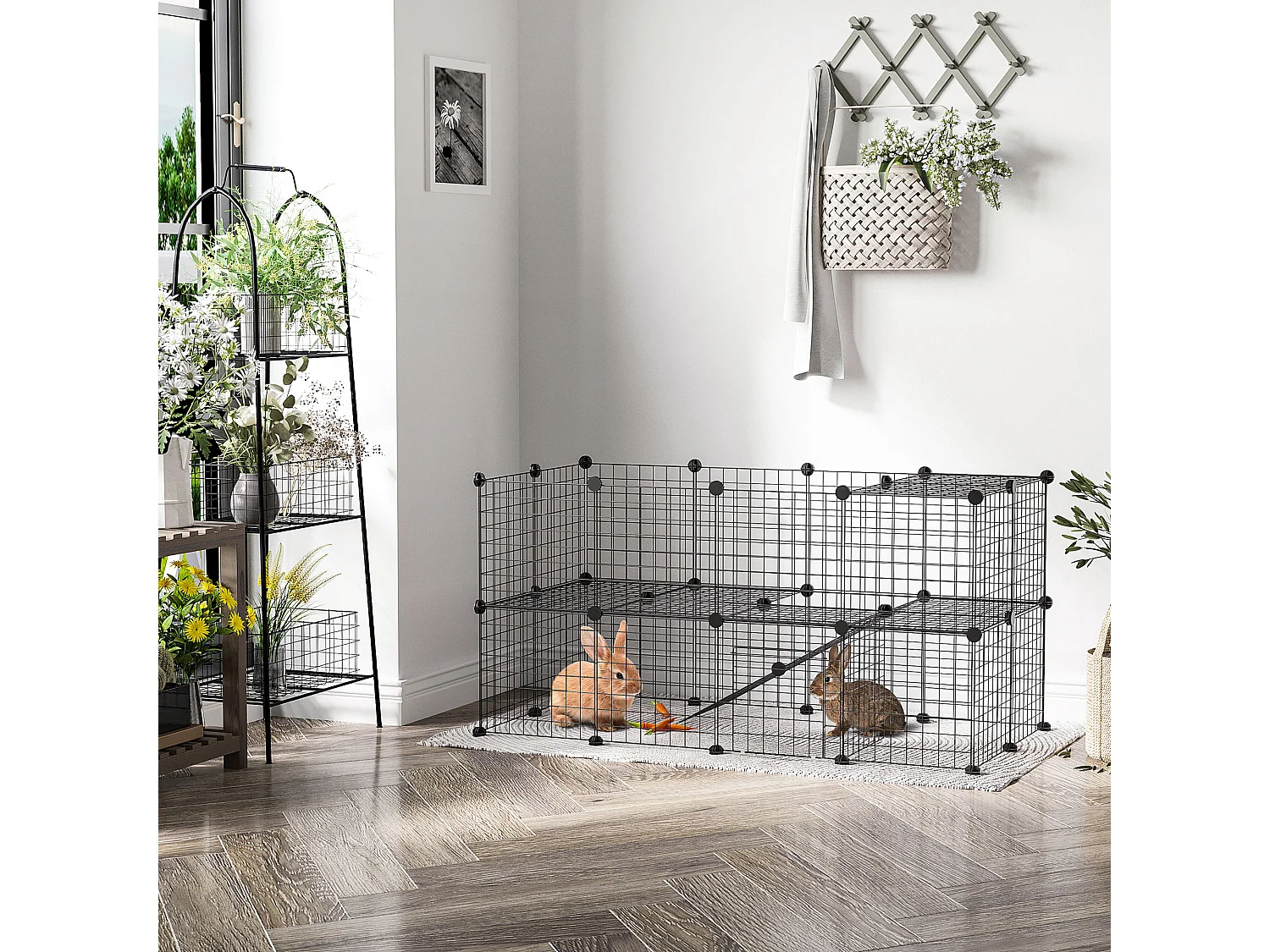Recinto in metallo per piccoli animali domestici con 36 pannelli