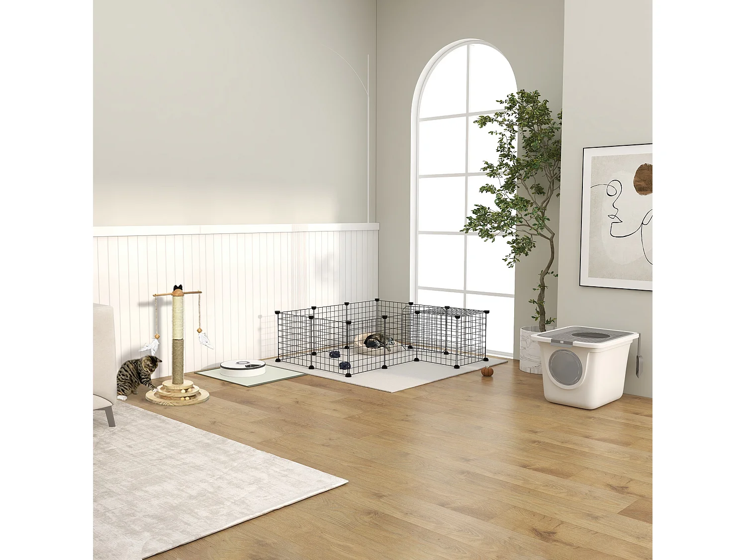 Recinto in metallo per piccoli animali domestici con 36 pannelli