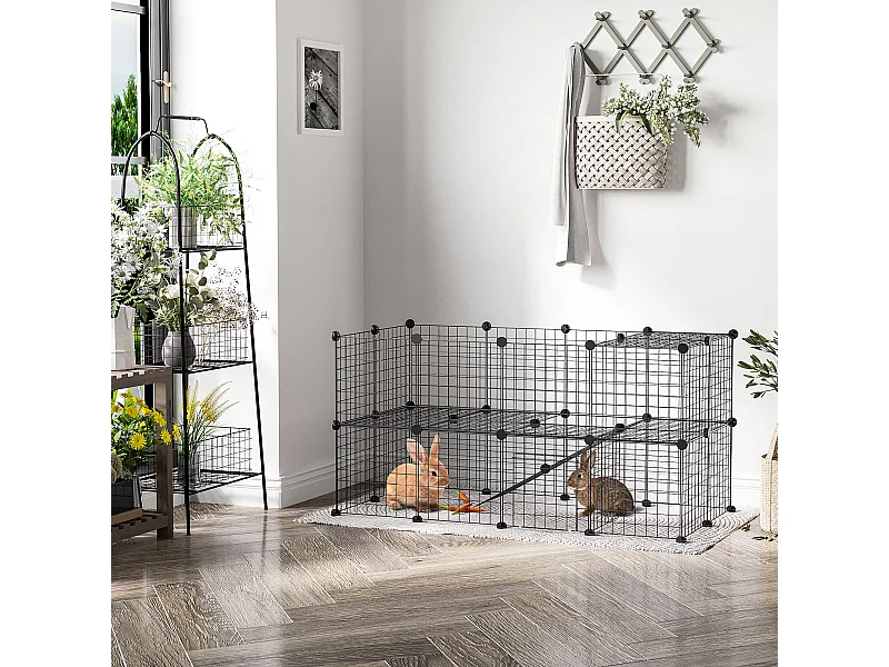 Recinto in metallo per piccoli animali domestici con 36 pannelli