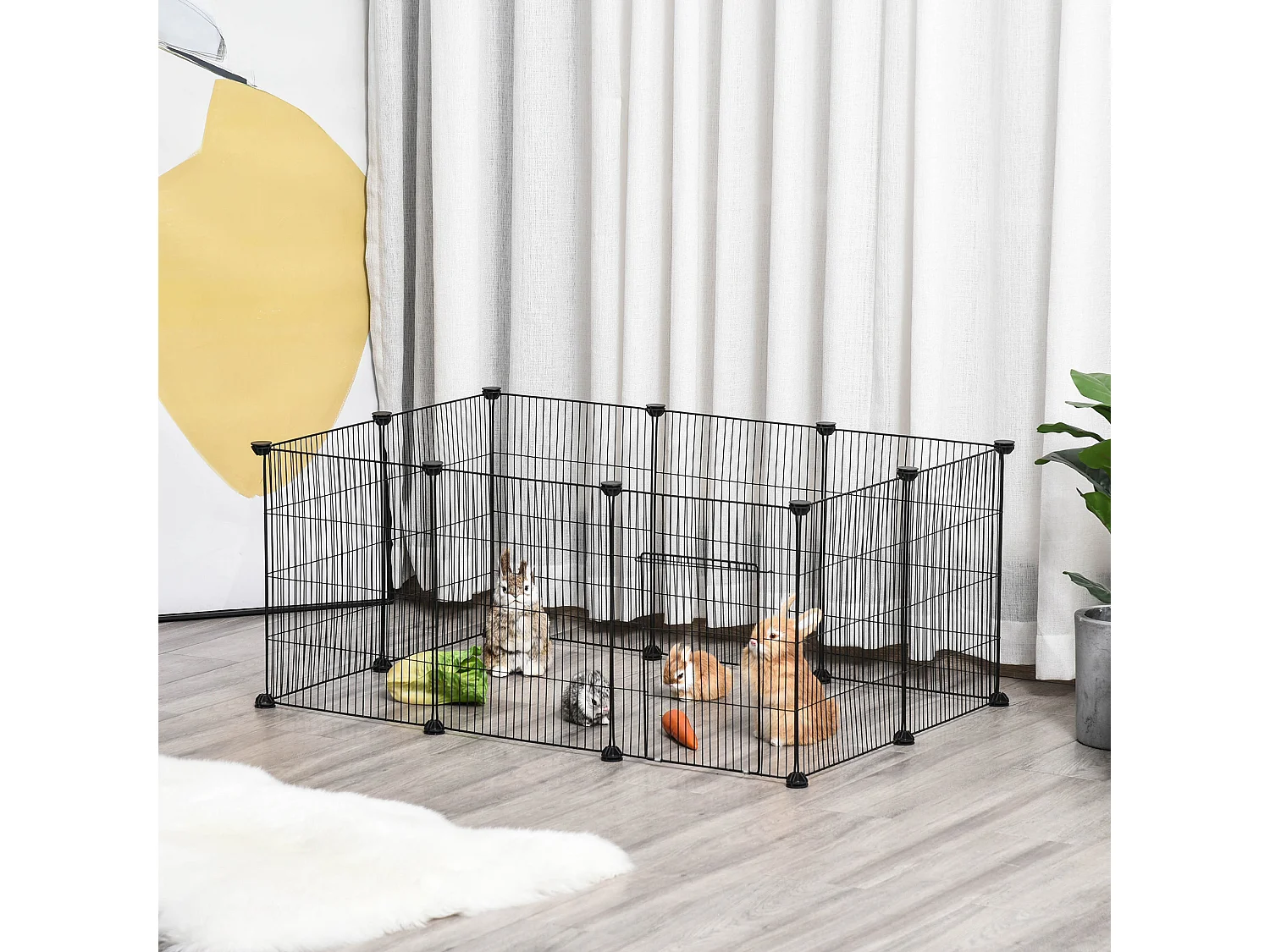 Gabbia per conigli e piccoli animali, 22 pannelli modulabili in metallo