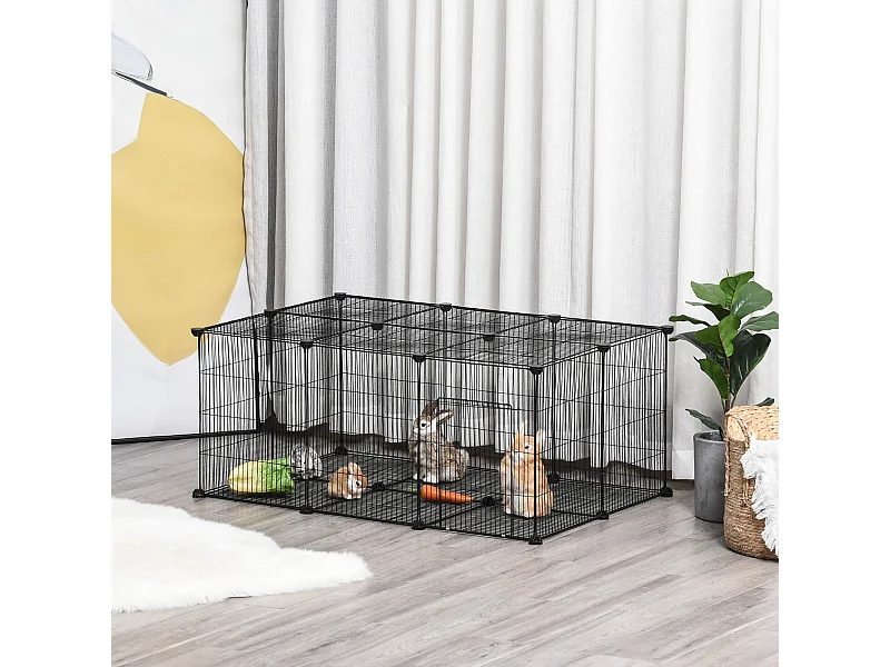 Gabbia per conigli e piccoli animali, 22 pannelli modulabili in metallo