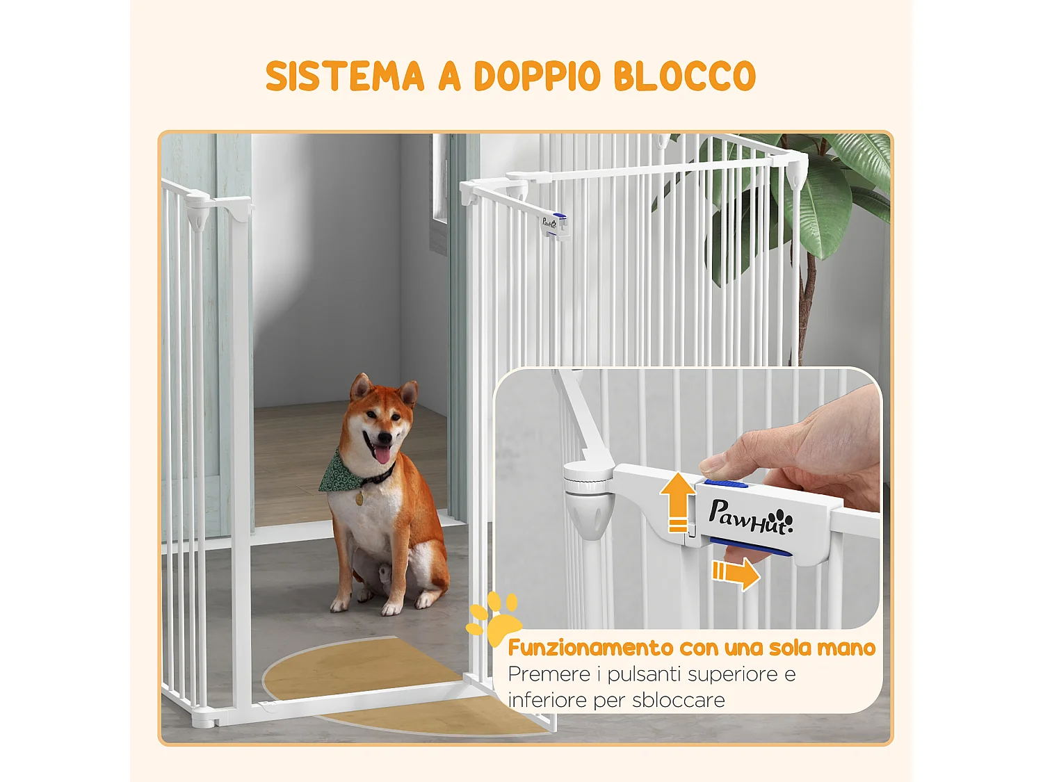 Cancellino per cani taglia media e grande a 6 pannelli pieghevoli bianco