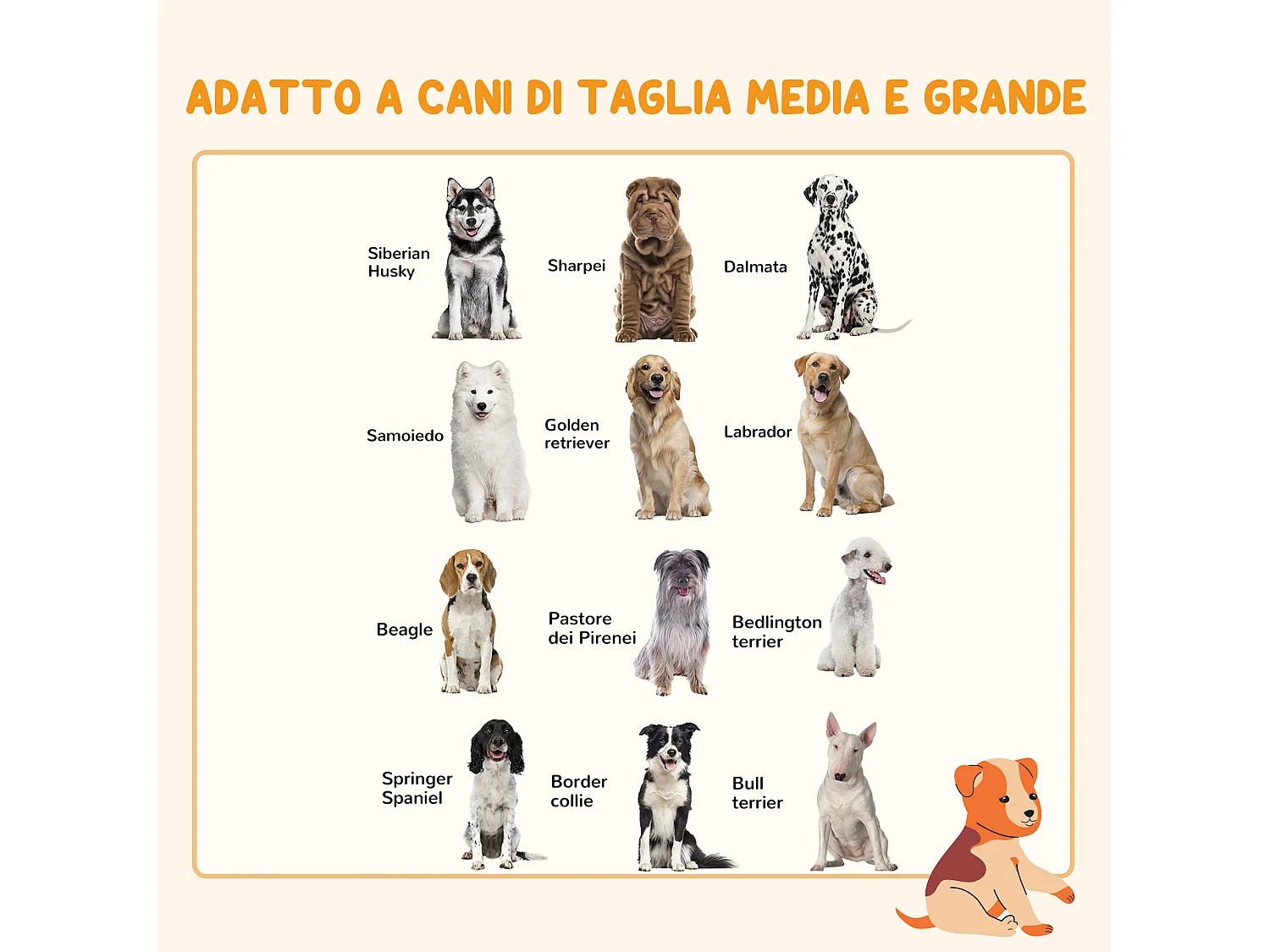 Cancellino per cani taglia media e grande a 6 pannelli pieghevoli bianco