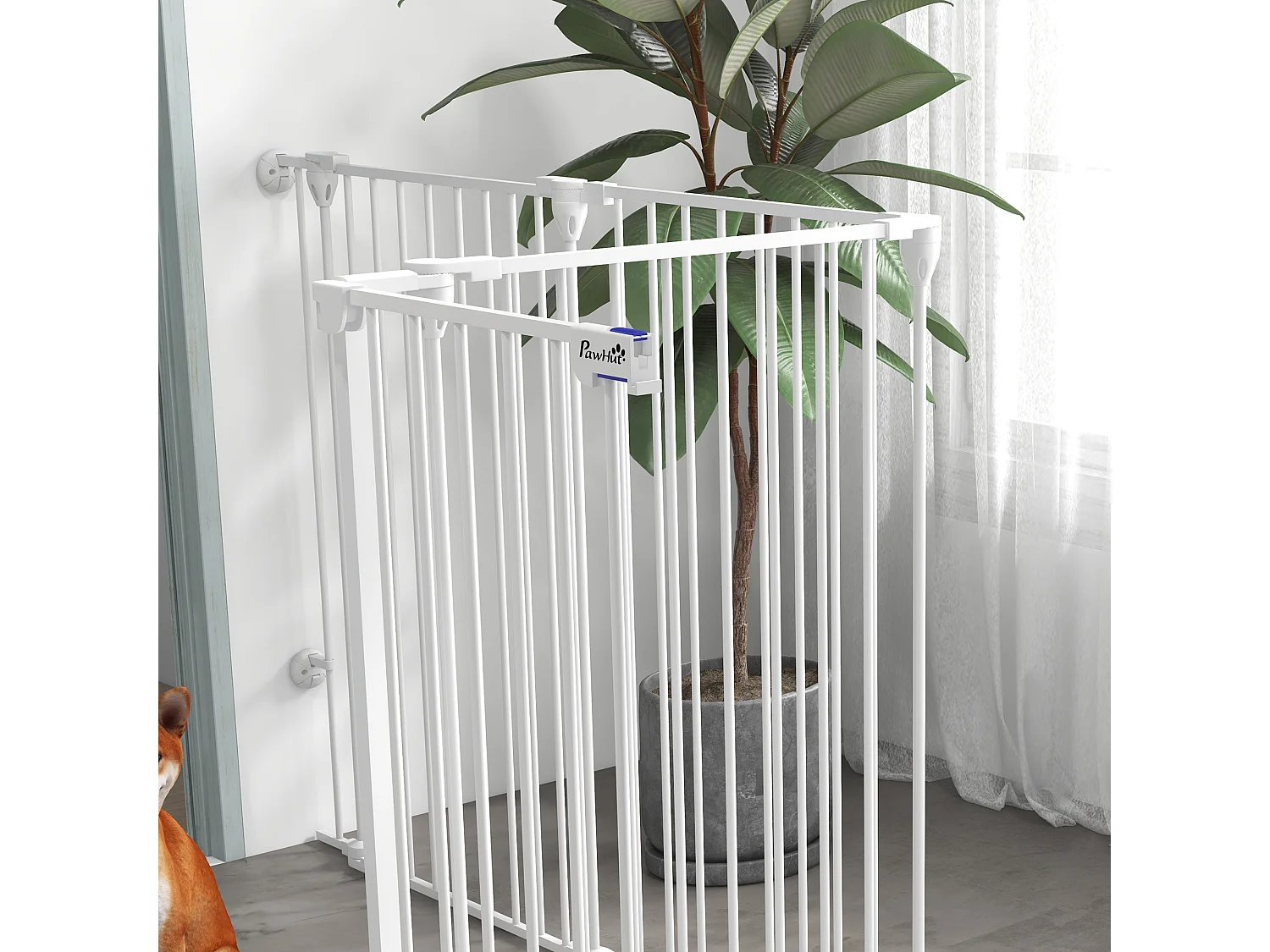 Cancellino per cani taglia media e grande a 6 pannelli pieghevoli bianco