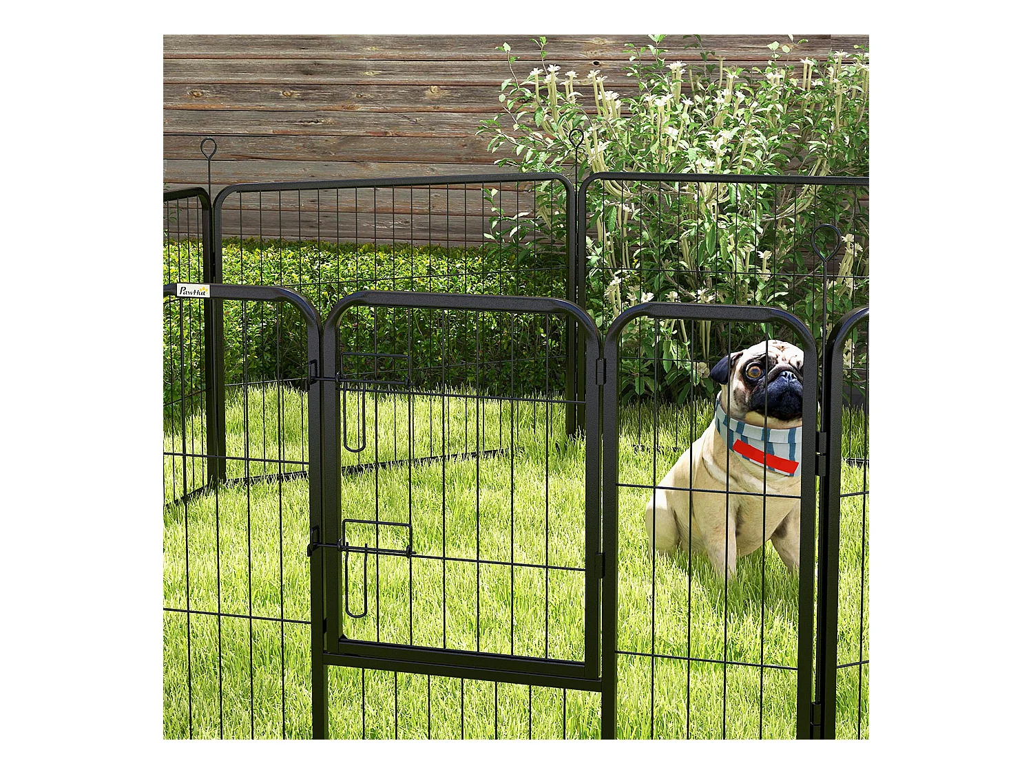 Recinto per cani a 8 pezzi modulabili in acciaio nero
