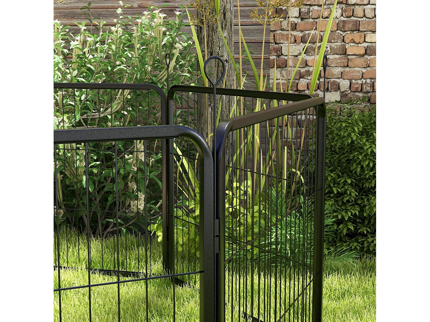 Recinto per cani a 8 pezzi modulabili in acciaio nero