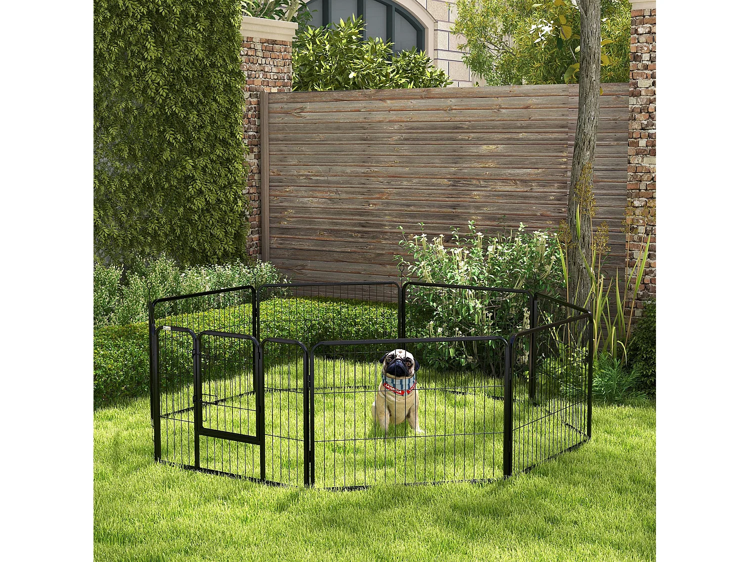 Recinto per cani a 8 pezzi modulabili in acciaio nero