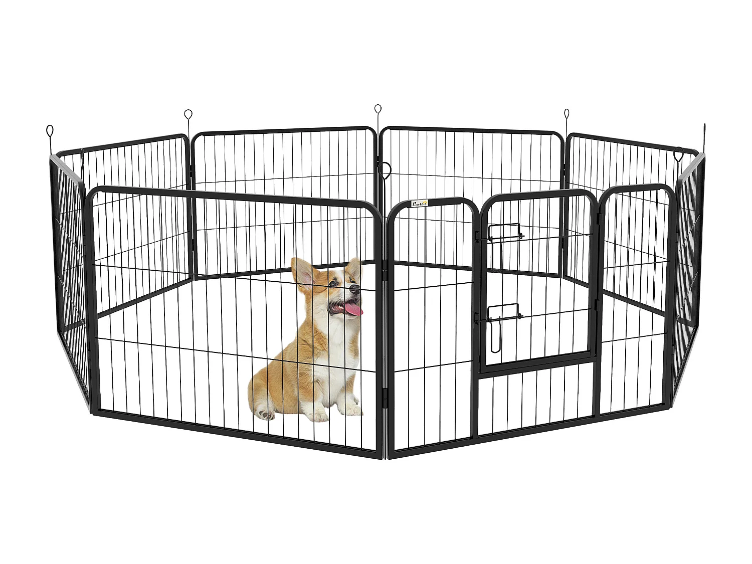 Recinto per cani a 8 pezzi modulabili in acciaio nero