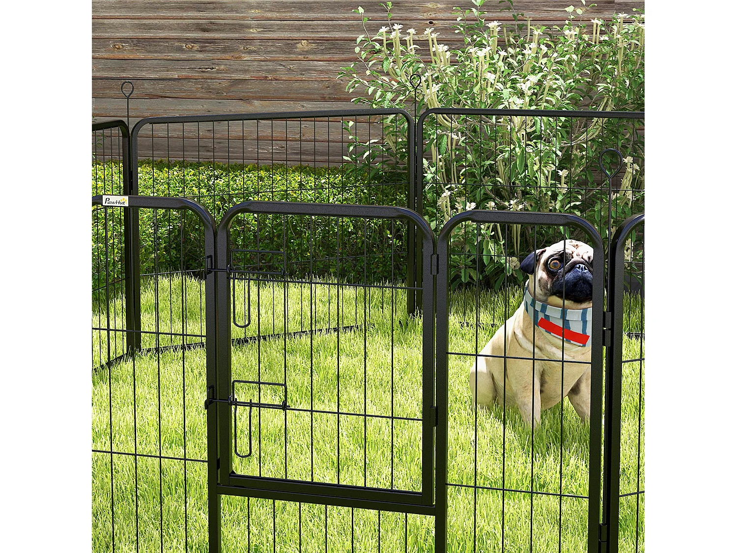 Recinto per cani a 8 pezzi modulabili in acciaio nero