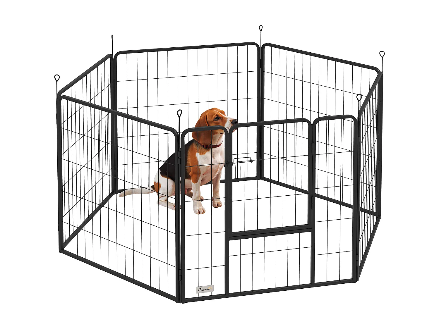 Recinto per cani a 6 pannelli pieghevole con porta alto 80cm grigio scuro