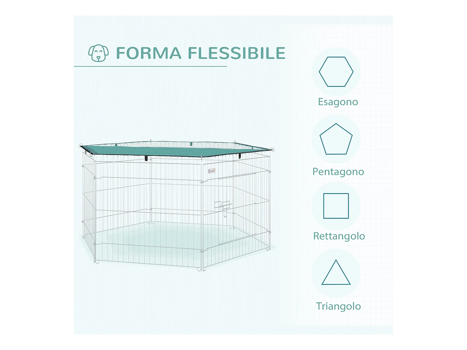 Recinto per cani da interno esterno in metallo con copertura impermeabile