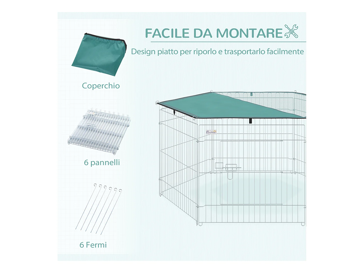 Recinto per cani da interno esterno in metallo con copertura impermeabile