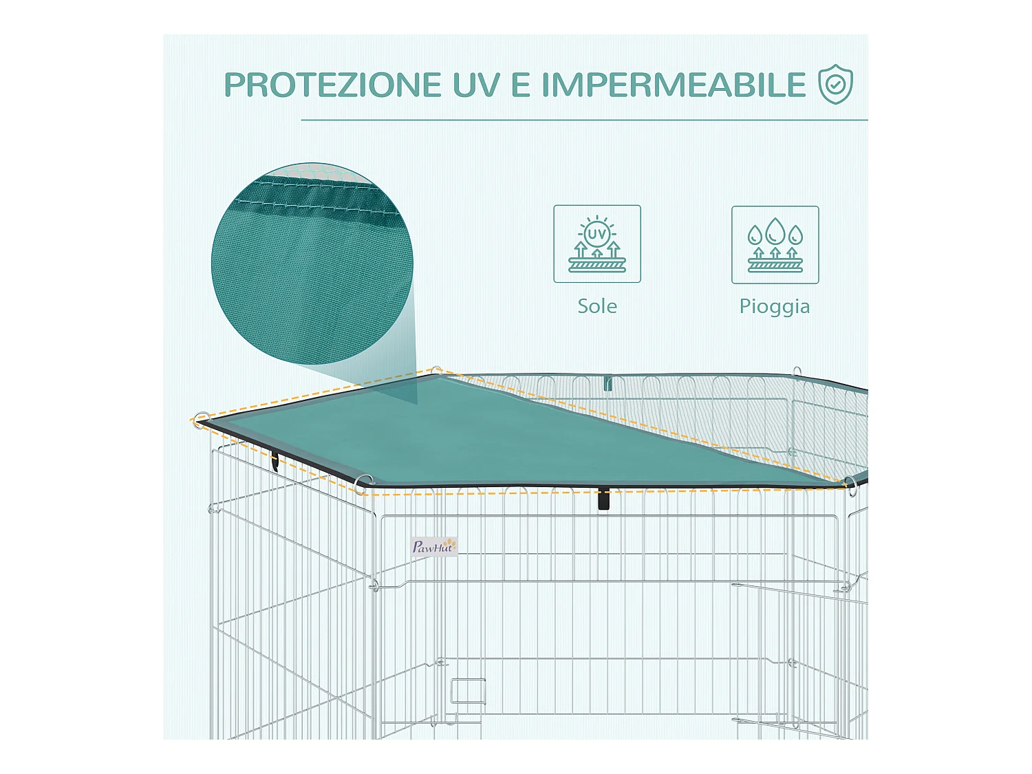 Recinto per cani da interno esterno in metallo con copertura impermeabile