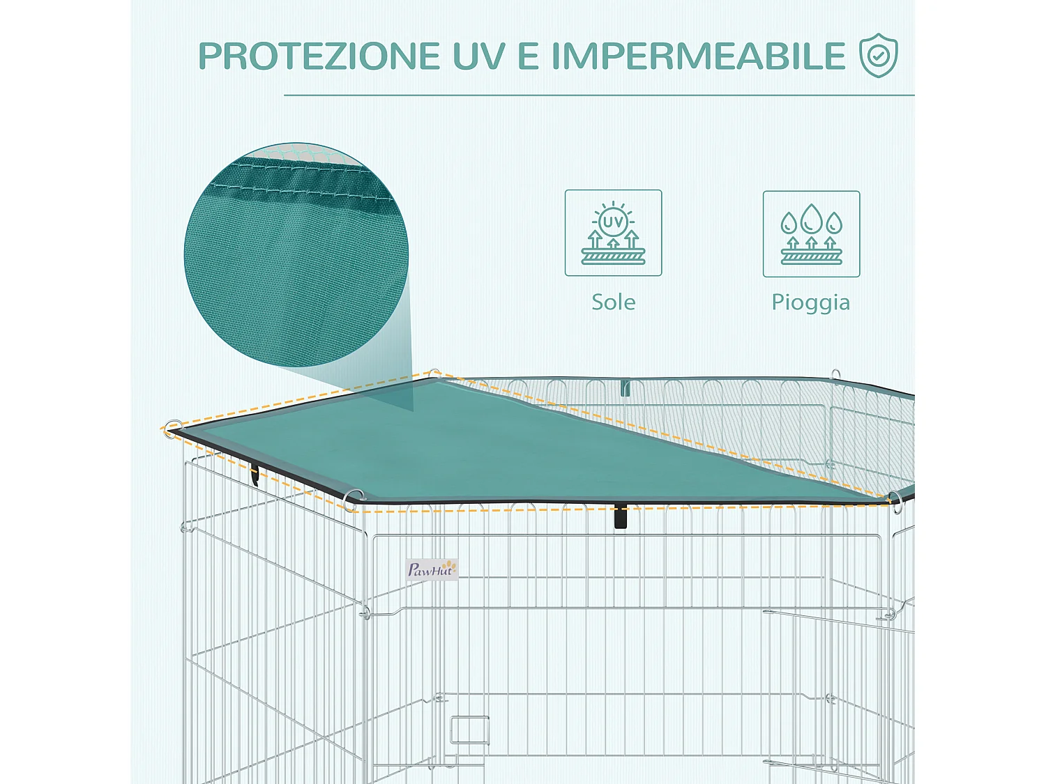 Recinto per cani da interno esterno in metallo con copertura impermeabile