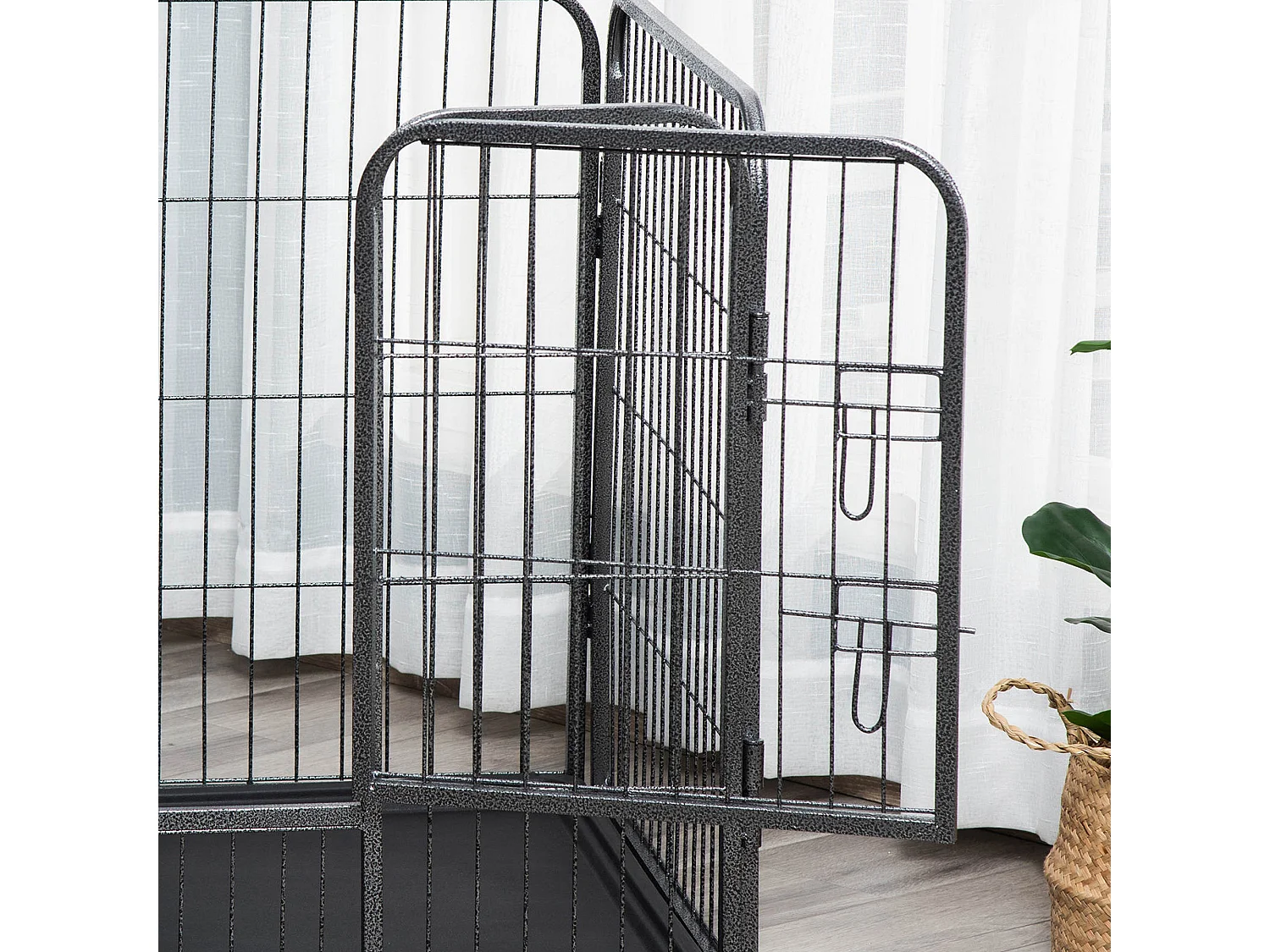 Box per cani in metallo con porta e vassoio sul fondo 109x74x71cm grigio