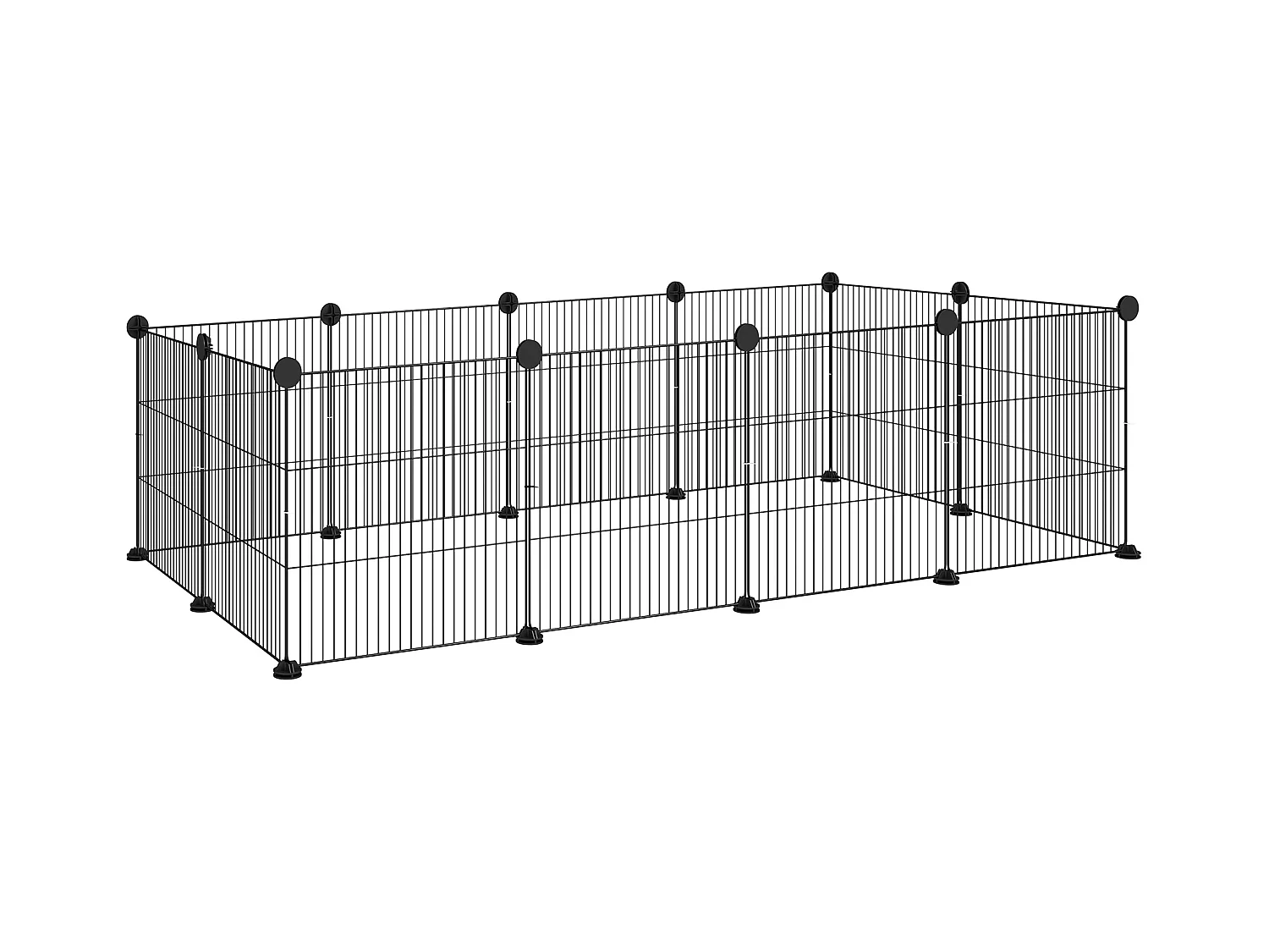 Recinto per animali modulabile con 12 pannelli 35x35 cm in metallo nero