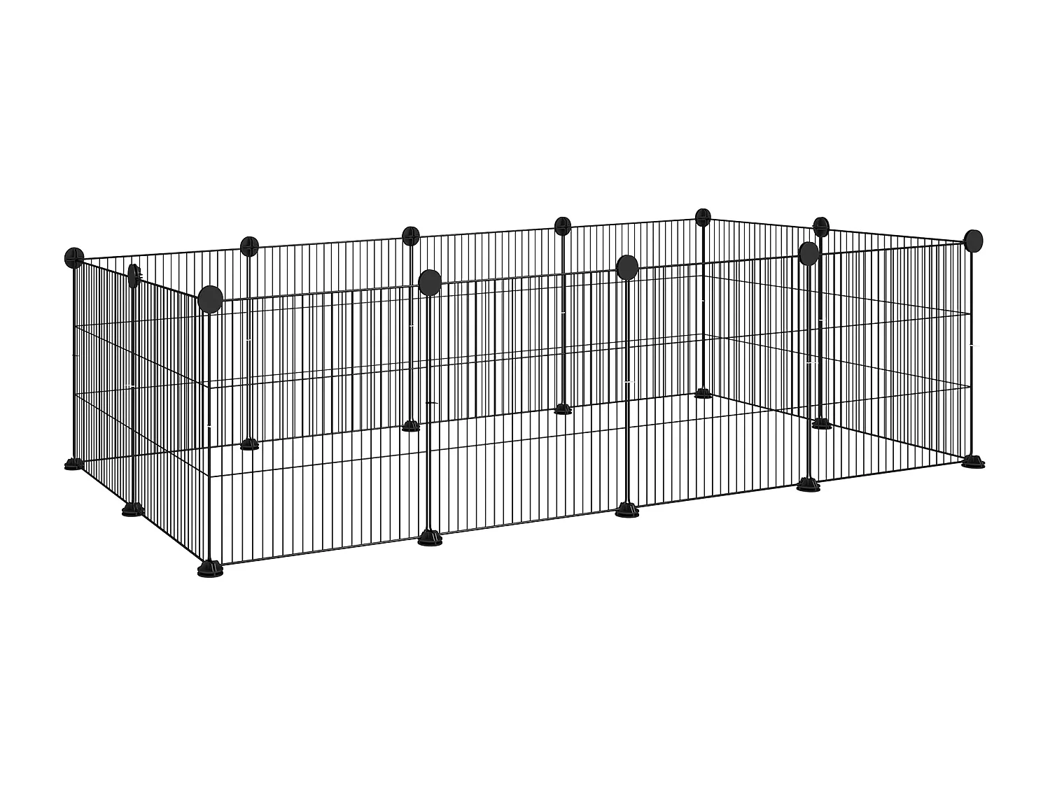 Recinto per animali modulabile con 12 pannelli 35x35 cm in metallo nero