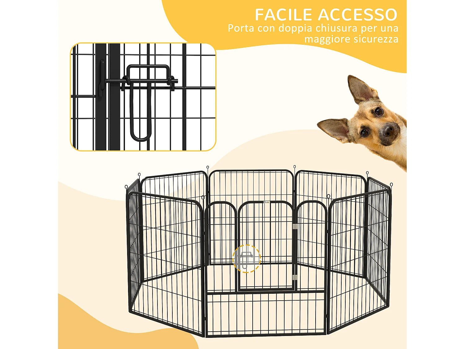 Recinto modulare per cani e cuccioli da interno esterno 8 pz 80x80cm