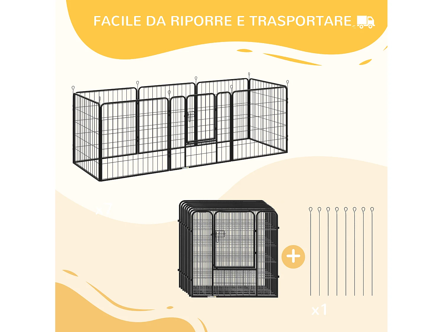 Recinto modulare per cani e cuccioli da interno esterno 8 pz 80x80cm