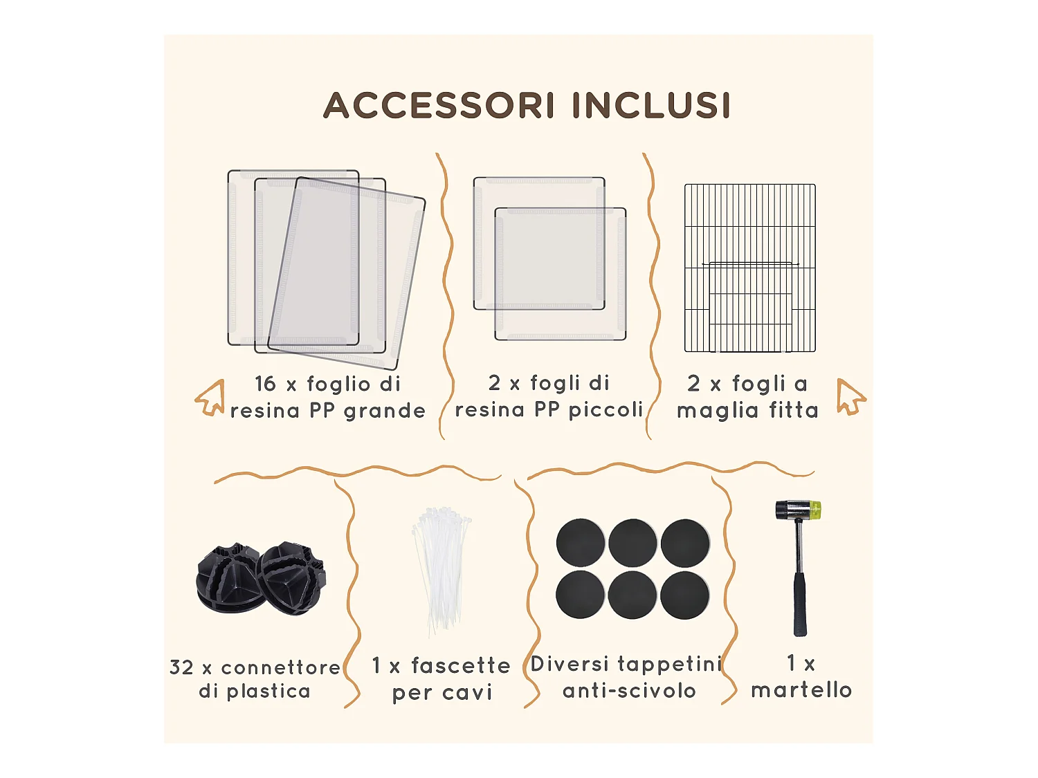 Recinto per animali modulabile con 20 pannelli e 2 porte bianco e nero