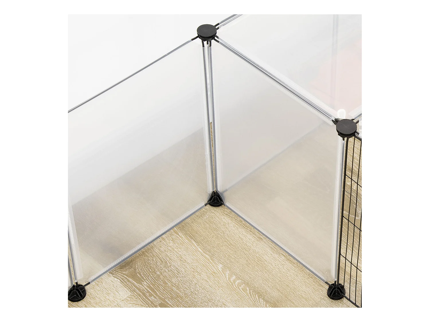 Recinto per animali modulabile con 20 pannelli e 2 porte bianco e nero