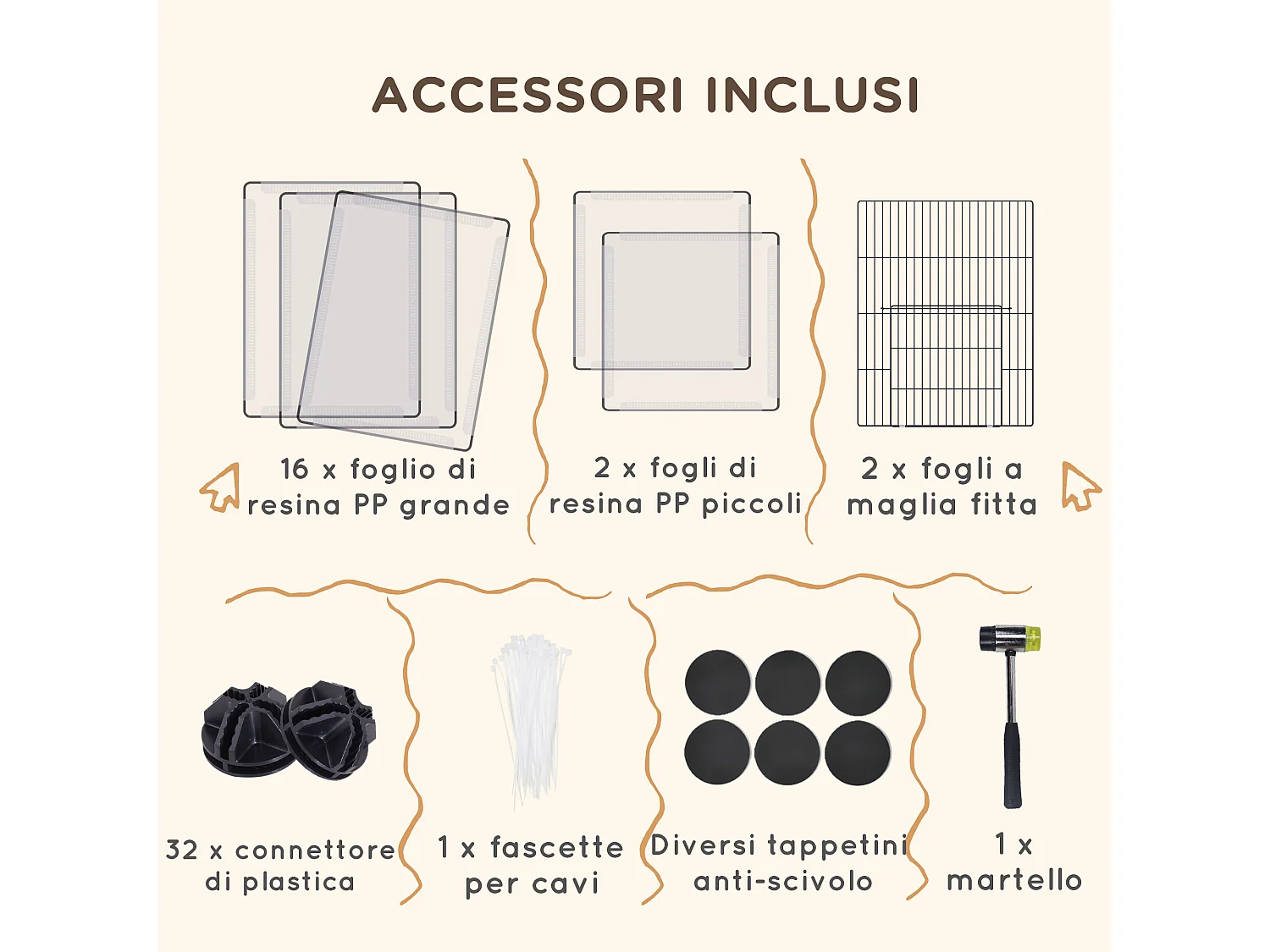 Recinto per animali modulabile con 20 pannelli e 2 porte bianco e nero