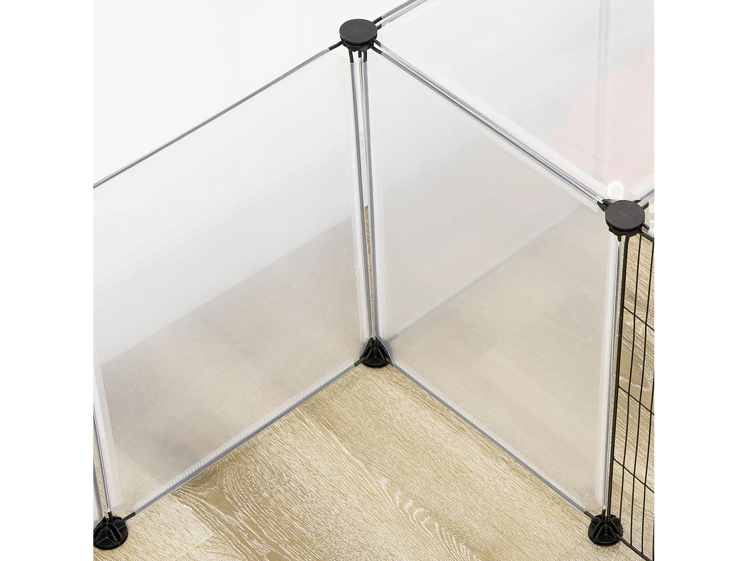 Recinto per animali modulabile con 20 pannelli e 2 porte bianco e nero