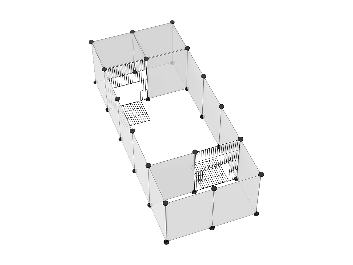 Recinto per animali modulabile con 20 pannelli e 2 porte bianco e nero