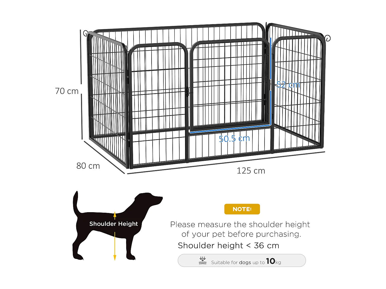 Recinto per cani e gatti kennel in metallo pieghevole con porta 8 pezzi