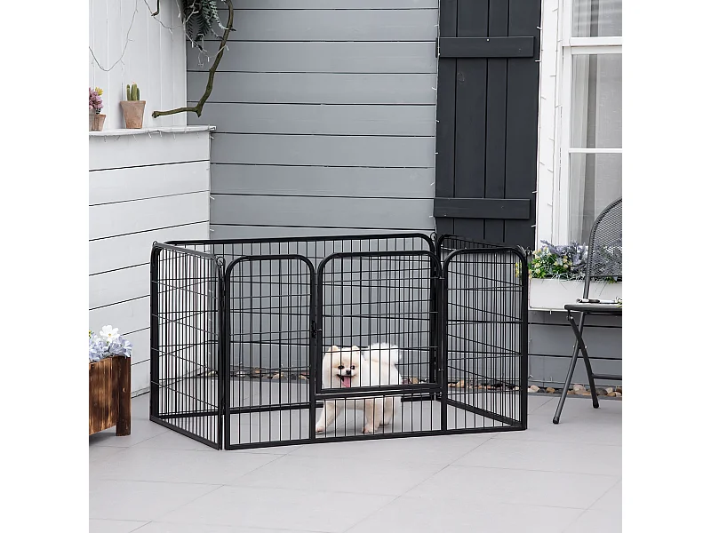 Recinto per cani e gatti kennel in metallo pieghevole con porta 8 pezzi