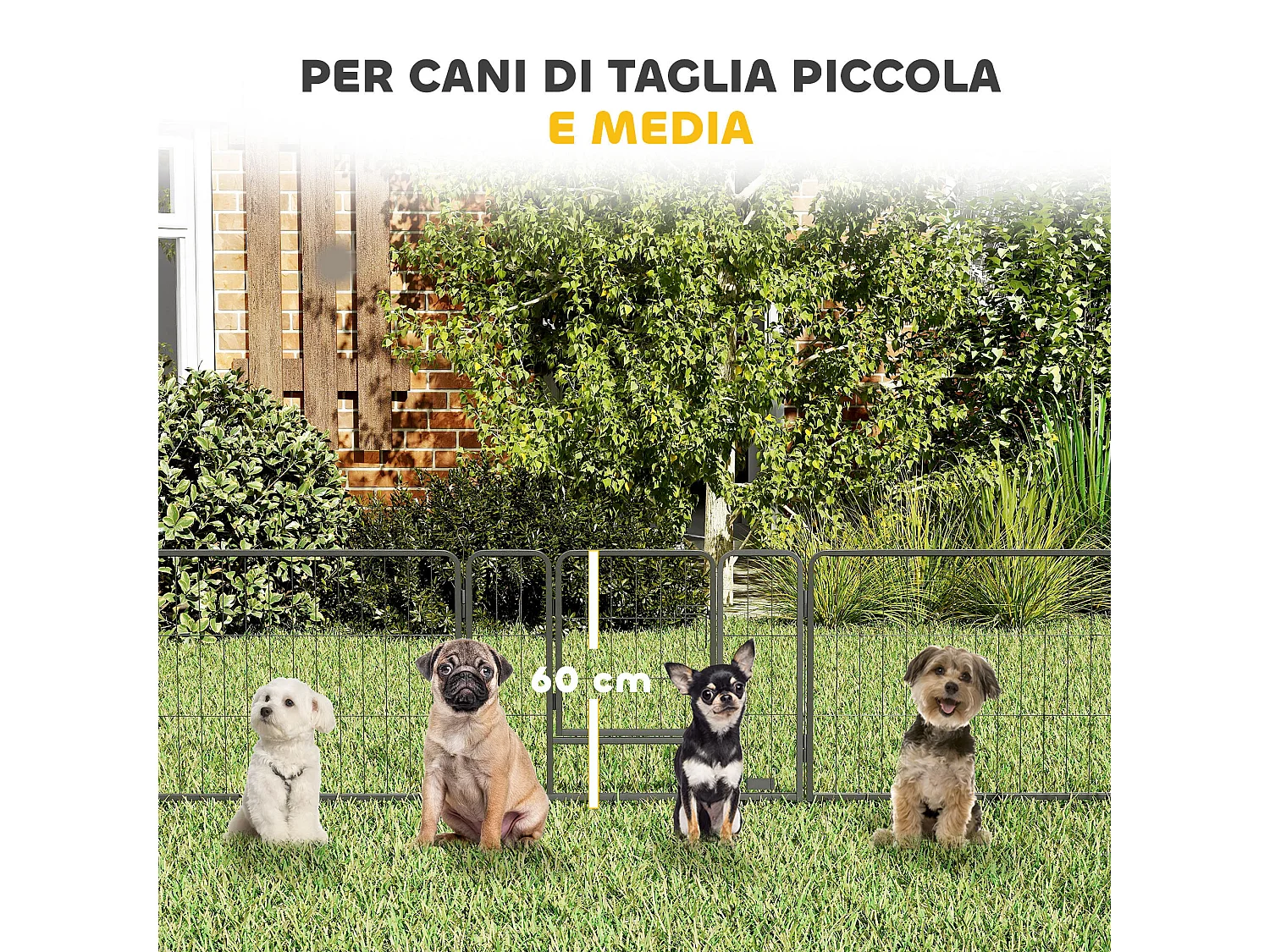 Recinto per cani da interni ed esterni 12 pannelli modulabili 2 ingressi