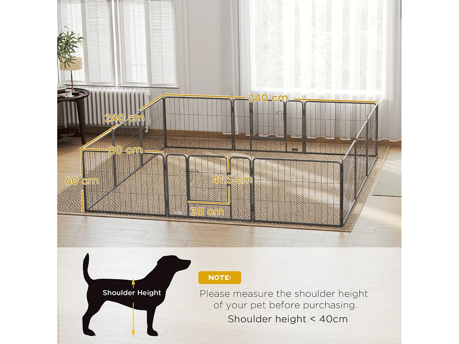 Recinto per cani da interni ed esterni 12 pannelli modulabili 2 ingressi