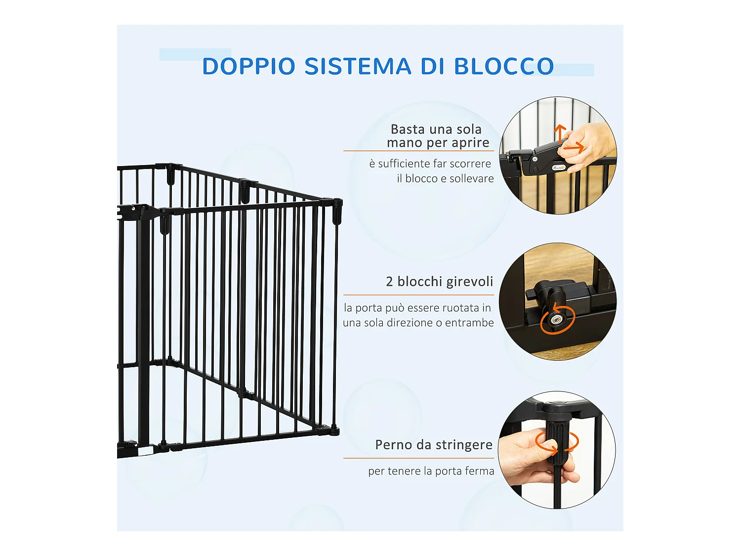 Cancellino per cani pieghevole 8 sezioni blocco e chiusura automatica