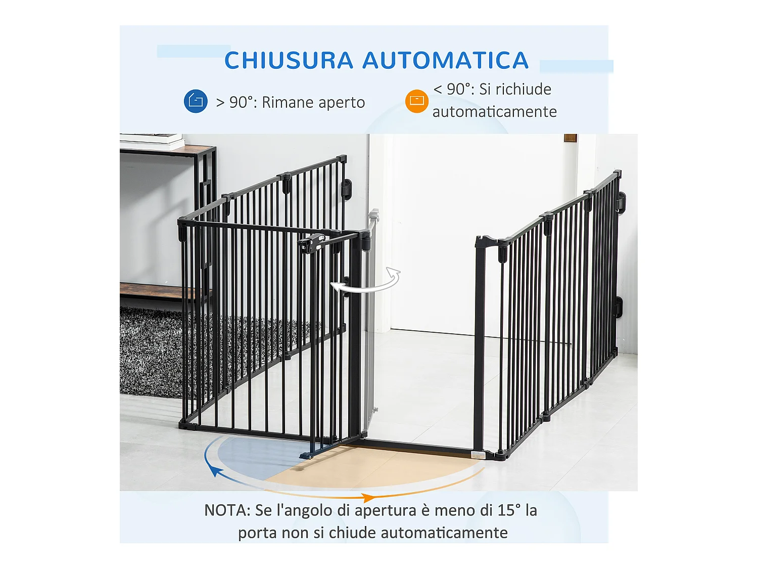 Cancellino per cani pieghevole 8 sezioni blocco e chiusura automatica