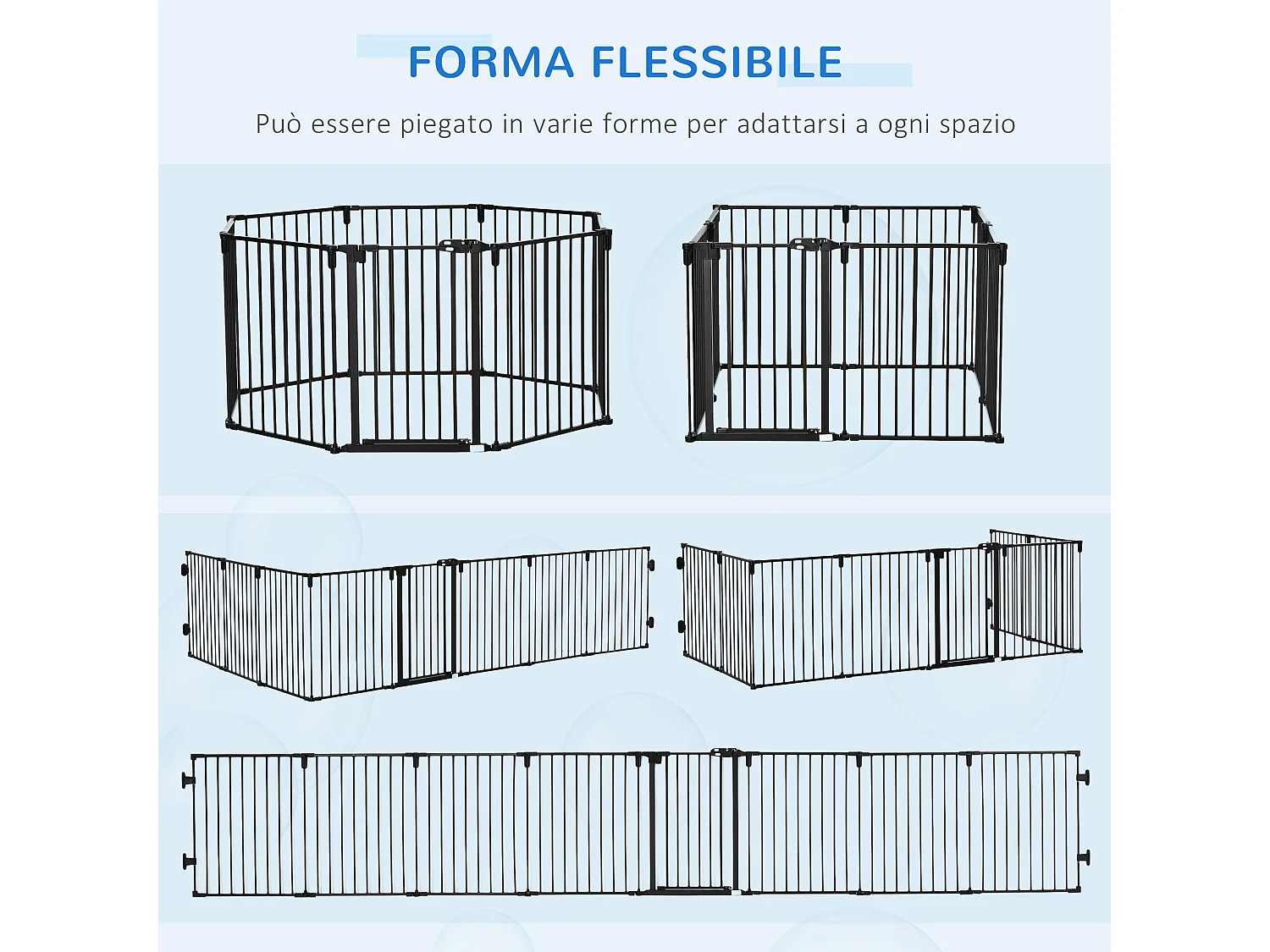 Cancellino per cani pieghevole 8 sezioni blocco e chiusura automatica